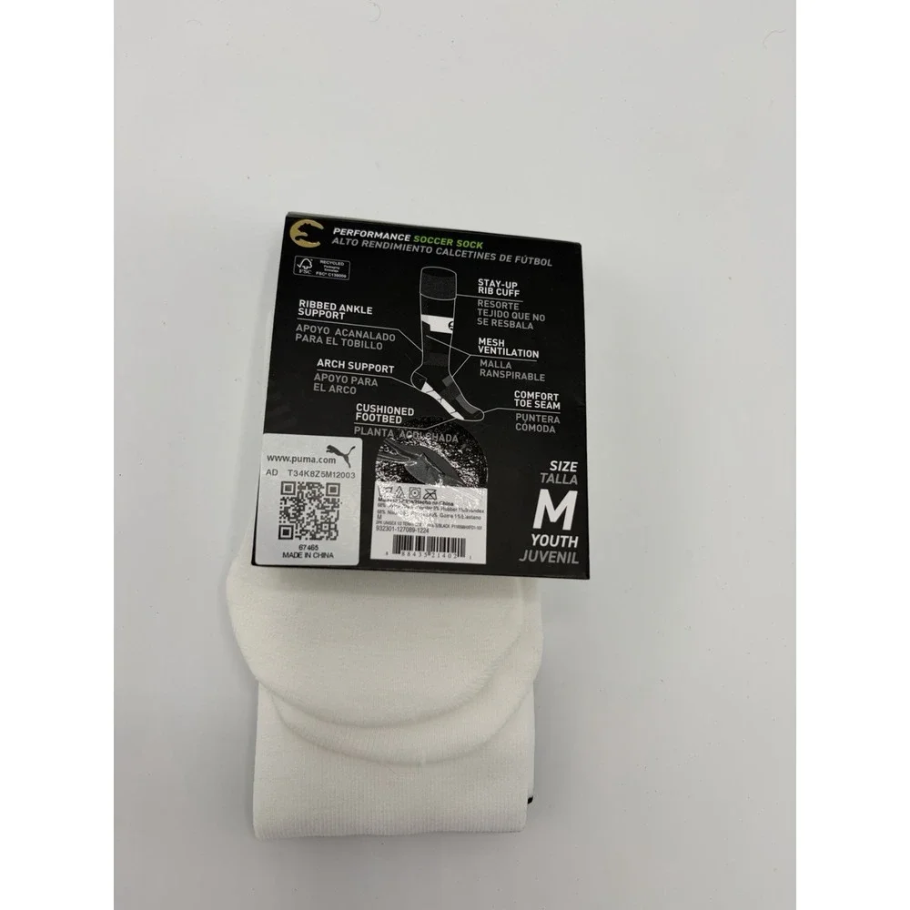 ProCat Puma Youth Medium Shoe Size 1-3 Black White Soccer Socks SINGLE PAIR  NEW